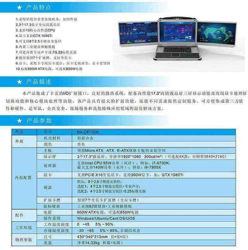 Broadcasting Military Industry Transportation Portable 17.3 Triple-Screen All-in-One Reinforced - Image 5